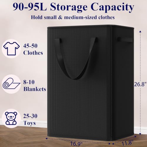 Optish 90L Slim Laundry Hamper, Large Laundry Basket - Image 3