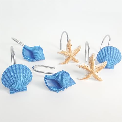 Seashell Shower Curtain Hooks 12pcs Beach Shower Curtain Rings Bath Shower - Image 6