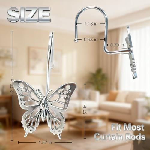 12PCS Decorative Shower Curtain Hooks, Metal Shower Curtain Rings, Rustproof - Image 2