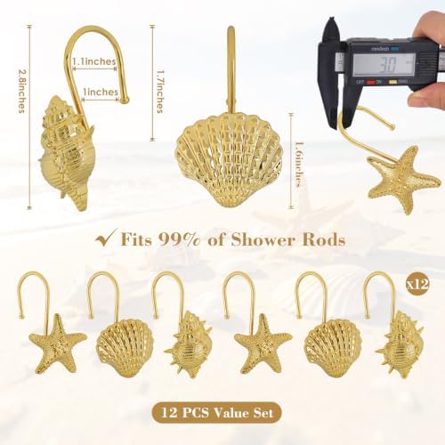 Metal Seashell Shower Curtain Hooks, Rust-Resistant Hooks - Image 3
