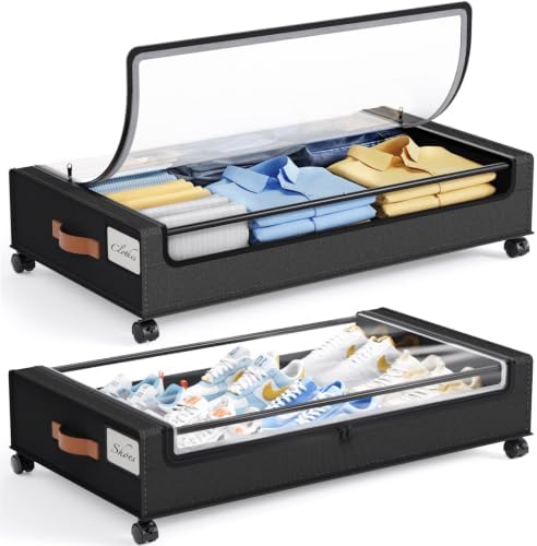Yecaye Under Bed Storage with Wheels 60L, 2 Pack Under Bed Storage Containers by Yecaye