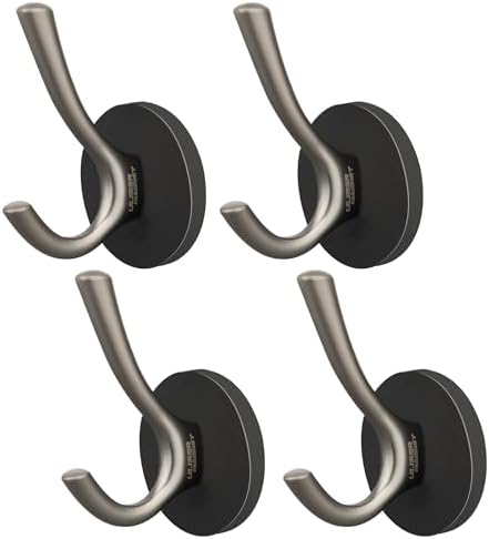 ULIBERMAGNET Strong Magnetic Double Hooks, 4 Pack Heavy Duty Sturdy Coat by ULIBERMAGNET