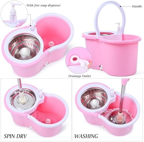 Cute Pink Mop and Bucket Set - Image 3