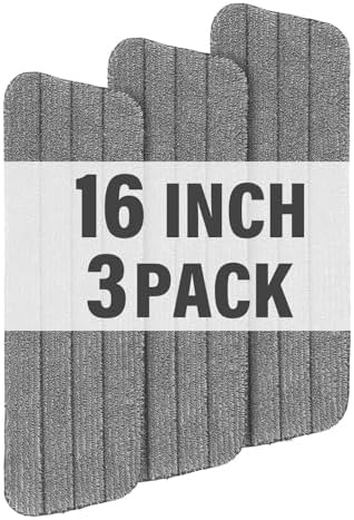 16.5" Microfiber Mop Pads Refills, 3 Pack Reusable Replacement Heads by PANDAGRIP