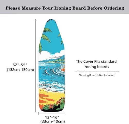 GLENLCWE Hawaiian Palm Blue Sky Ocean Ironing Board Cover and Pad, 15x54 Inch - Image 5