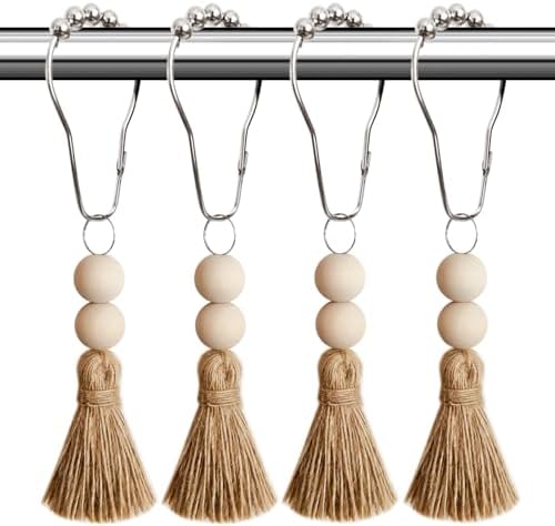 Boho Shower Curtain Hooks Rings Rustproof, CHICTIE Nautical Decorative Shower by CHICTIE
