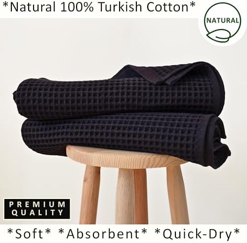 PÜSKÜL Natural 100% Turkish Cotton Waffle Bath Towels Set of 2, Extra-Large - Image 5