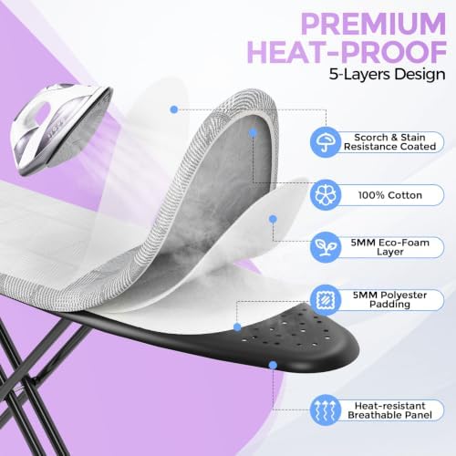 APEXCHASER Foldable 7-Level Heigh Adjustable Ironing Board - Image 3