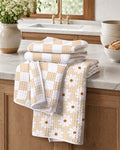 Miss Adola Reversible Microfiber Kitchen Towels Set of 2, Plaid & Daisy by MissAdola