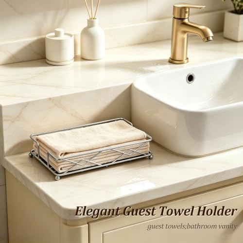 Silver Napkin Basket, Guest Towel Holder & Metal Tray - Image 4