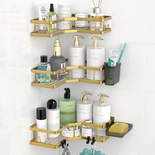 Corner Shower Caddy Bathroom Organizer: Adhesive Shower Rack Bathtub Shelves by AKTECKE