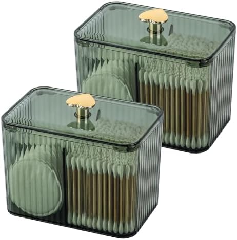 Tbestmax Qtip Holder Dispenser 3-Section Clear Bathroom Organizer Jar 3 Grids by Tbestmax
