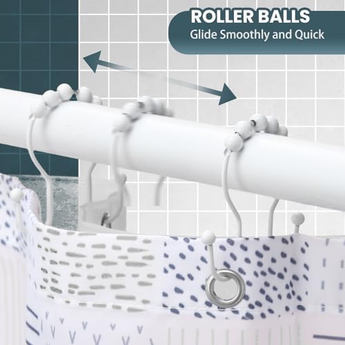 Shower Curtain Hooks, OEH Shower Curtain Rings, Smooth Gliding Metal Shower - Image 4