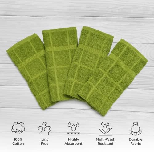 100% Cotton Terry Dish Towels, 4 Pack Plain, 16 x26 Inches, Super Soft and - Image 2