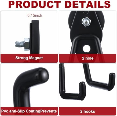 Landhoow 30 Pcs Large Magnetic Hooks Heavy Duty Garage Magnet Hooks Strong - Image 3