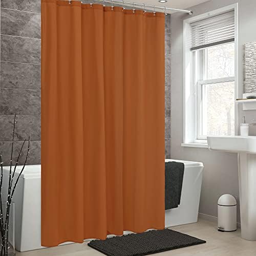 ALYVIA SPRING Extra Long Fabric Shower Curtain or Liner Burnt Orange - Image 6
