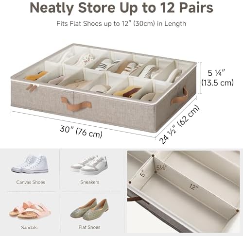 StorageWorks 2-Pack 24-Pair Under bed Shoe Storage Organizer - Image 3