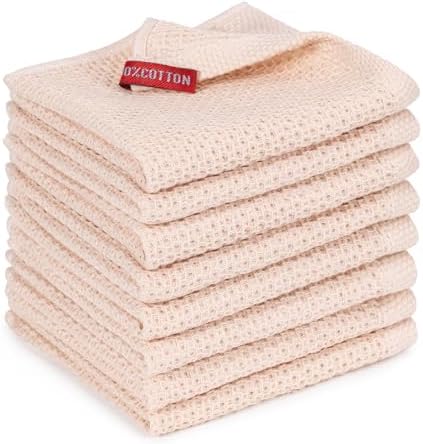 Kitchen Towels 8-Pack Kitchen Dish Cloths, 100% Cotton, 12x12 In by BOOMIBOO