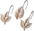 Beige Plant Leaf Shower Curtain Hooks, Eucalyptus Bathroom Decor by Gibelle