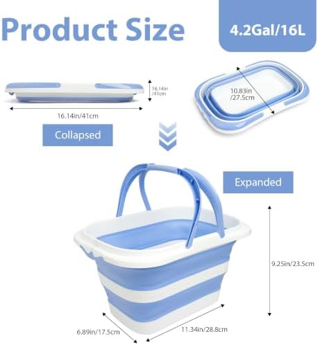 Collapsible Mop Bucket 4.2 Gallon, Space-Saving Foldable Cleaning Bucket - Image 2