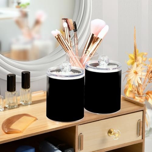 Qilmy Solid Black Qtip Holder 2 Pack, 14 oz Apothecary Jars Bathroom Vanity - Image 6
