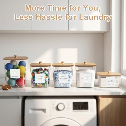 POLRAI 5 Pack Laundry Pod Containers and Dryer Sheet Holder, Laundry Room - Image 5