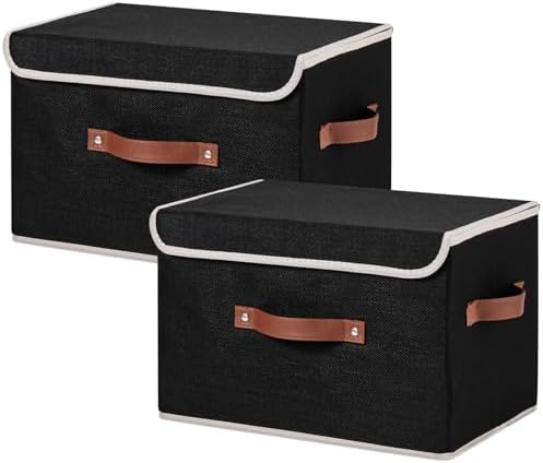 2PCS Storage Bins Boxes with Lids Decorative Fabric Baskets by Unknown