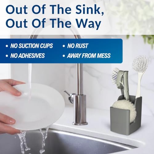Spacewiser Silicone Sink Caddy – Sponge Dish Brush Holder - Image 6