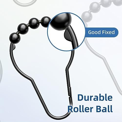 Titanker Shower Curtain Rings Hooks, Rust-Resistant Metal Shower Curtain Hooks - Image 3