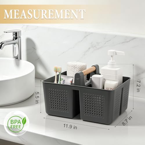 JiatuA Portable Shower Caddy Basket Plastic Caddy Organizer Large Dark Grey - Image 5