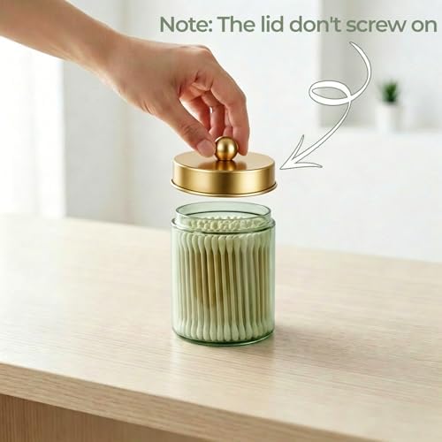 Amolliar Glass Apothecary Jar Qtip Holder w/Metal Lids - Image 2