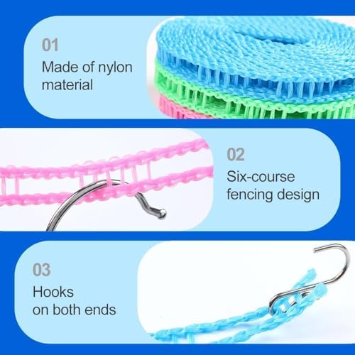 Windproof Non-Slip Clothesline 32 Ft, Portable Clothesline - Image 3