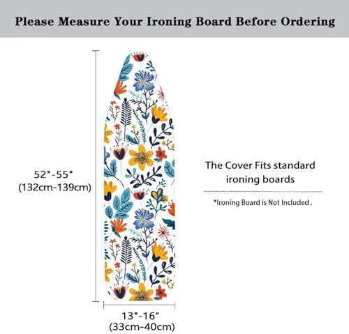 Hand Draw Flower Field Ironing Board Cover-15x 54 Elastic Edges, Cartoon Wild - Image 5