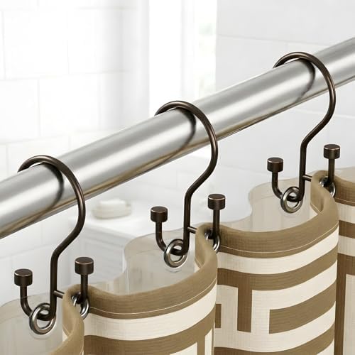 Bathway 12-Pack Double Shower Curtain Hooks, Rust-Resistant Metal Shower by Bathway