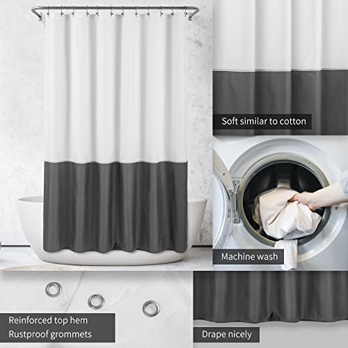 ALYVIA SPRING Waterproof Fabric Shower Curtain Liner White/Dark Gray - Image 3