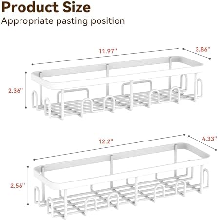 YASONIC Shower Caddy Adhesive, Rustproof Shower Organizer, Wall Shower Rack - Image 3