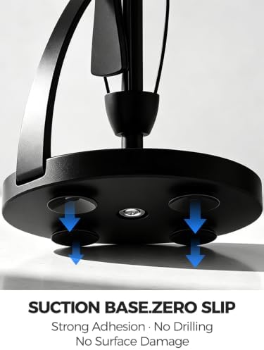 VEHHE Black Paper Towel Holder Countertop, Spring Activated Arm - Image 3