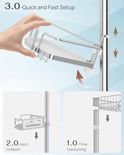 ALLZONE Corner Shower Caddy Tension Pole, 4 Hang-On Basket - Image 2