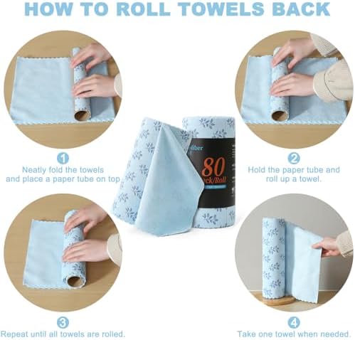 Microfiber Cleaning Cloth Roll, 80 Pack Cleaning Towels, Lint Free Rags Paper - Image 6