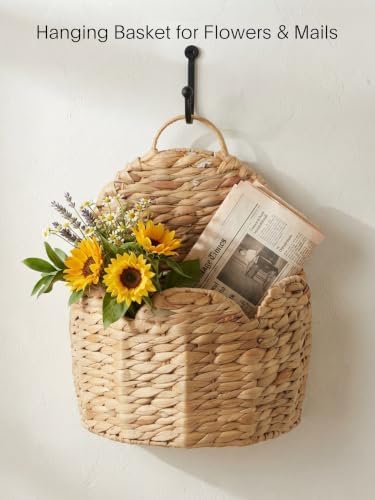 2 PC Door Basket Scalloped Hanging Storage Basket, Water Hyacinth Woven Wall - Image 5