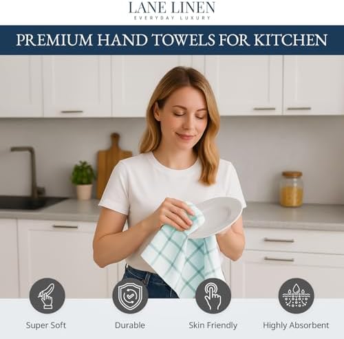 LANE LINEN Kitchen Towels & Dishcloths Set of 12-100% Cotton, Quick-Drying 18” - Image 2