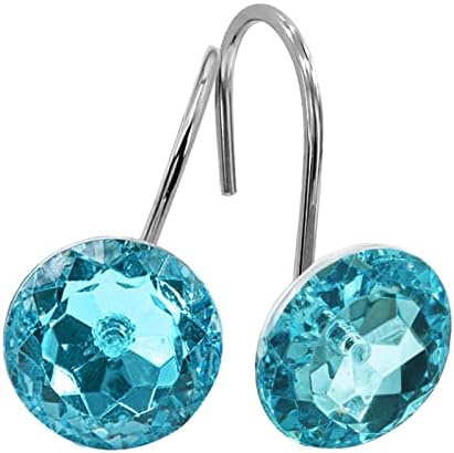 Aqua Diamond Crystal Bling Shower Curtain Hooks Rings by MitoVilla