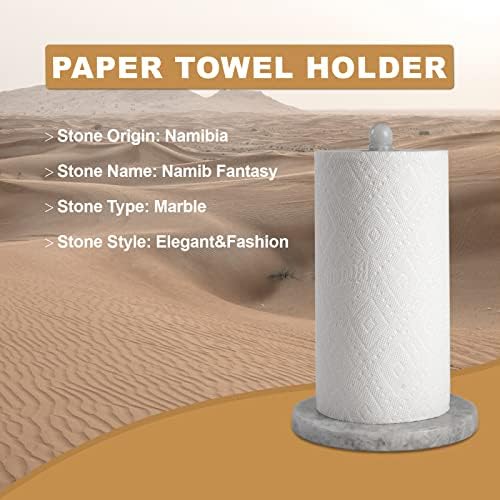 Koville African Natural Marble Paper Towel Holder Countertop, Genuine Stone - Image 2