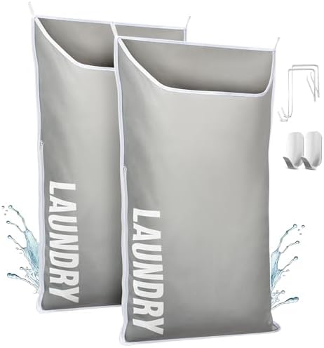 Hanging Laundry Hamper Bag XL 40x22", Space Saving over the Door Storage Bags by DONAQ