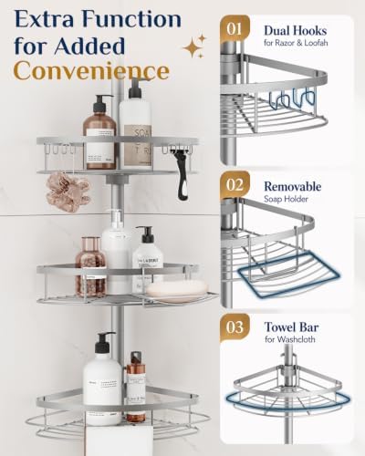 SEIRIONE Rustproof Shower Corner Caddy Organizer - Image 7