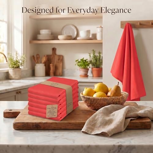 Urban Villa Kitchen Towels Cotton Dish Towels 20”x30” Red - Image 5