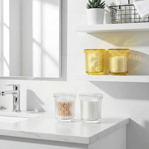yellow Thick Glass Bathroom Qtip Holder, 2 Pack - Image 5