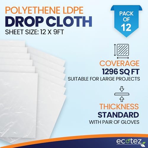 12 Pack 12 x 9 ft Extra Large Plastic Drop Cloth - Image 2