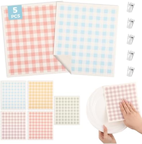 wlich 5 Pack Swedish Dishcloths, Reusable Kitchen Towels by wlich