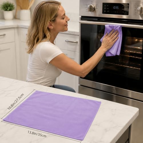 Puomue 12 Pack Microfiber Glass Cleaning Cloth, 10.8 Inch x 13.8 Inch, Lint - Image 2